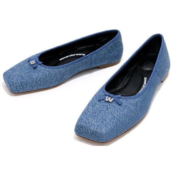 Alexander Wang Shoes - Alexander Wang Billie Flat Womens Size 9 Square Toe Ballet Shoes Indigo Denim